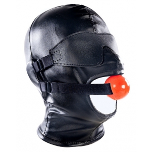 KINKgear SM-Kopfhaube mit Knebel und Subfull-Maske Schwarz