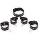 Restraint PU Leather Hands Cuffs Neck Collar Set BLACK