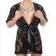 Sexy Tranparent Lace Night Robe For Men BLACK