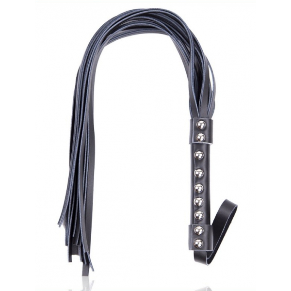 Bondage Flogger With 9 Nails Handle BLACK