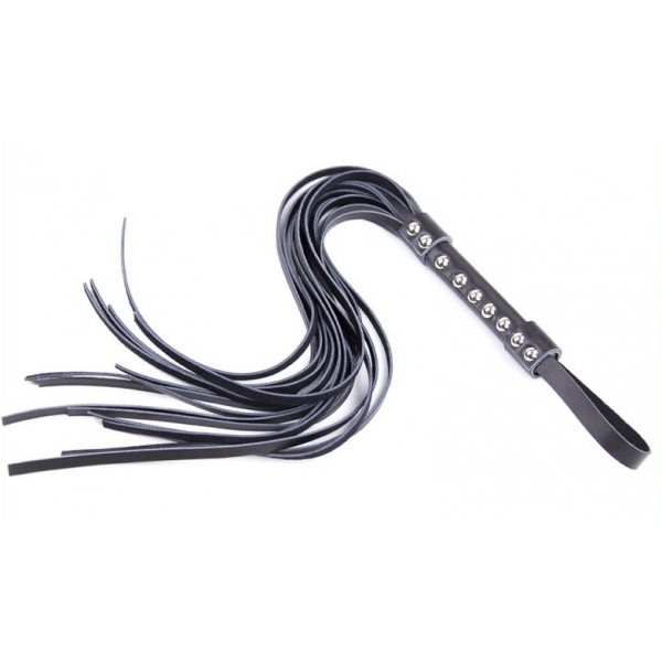 Bondage Flogger With 9 Nails Handle BLACK