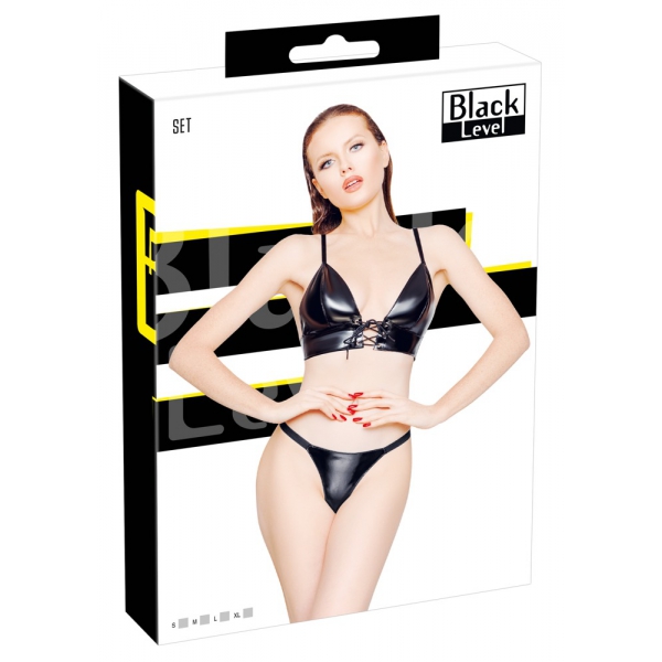 VINYL BRA Set Schwarz