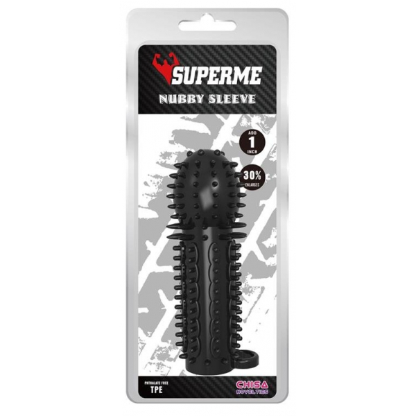 Nubby penis sleeve 14.5 x 4.8cm Black