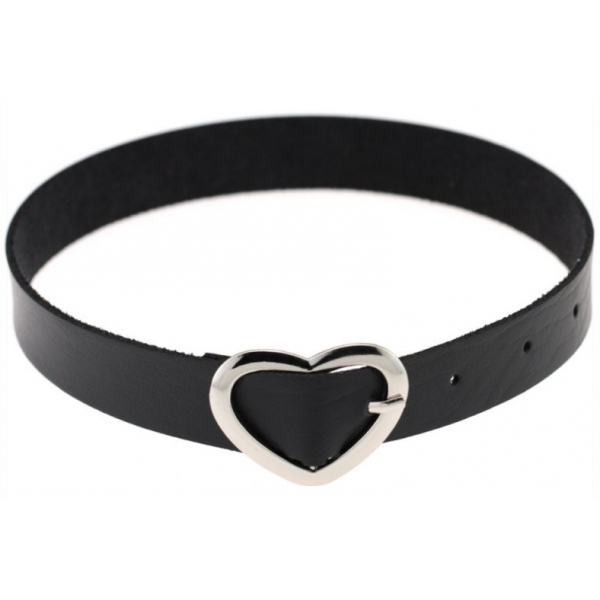 Heart Button Collar BLACK