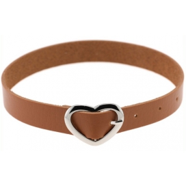 Joy Jewels Heart Button Collar BROWN