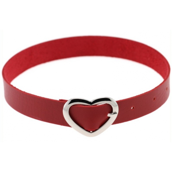 Heart Button Collar RED