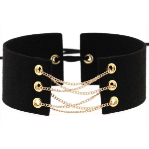 Joy Jewels Coral Fleece Binding Collar - Golden BLACK