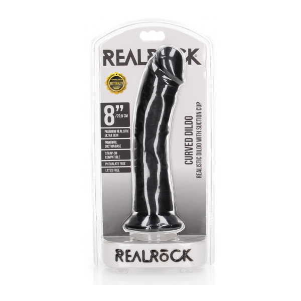 RealRock Curved Dildo 20 x 4.6cm Black