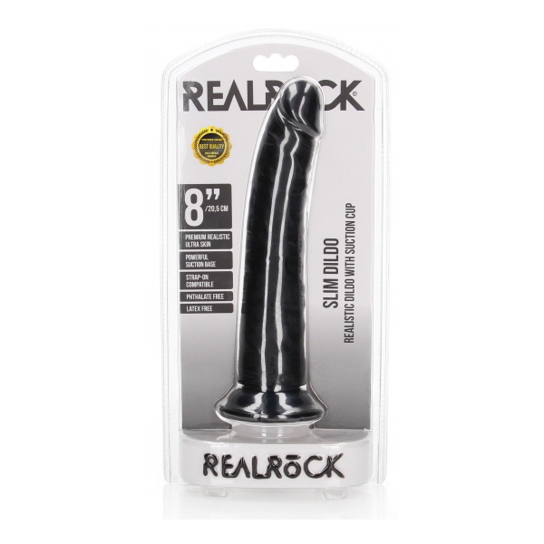 RealRock Slim Dildo 20 x 4.6cm Schwarz