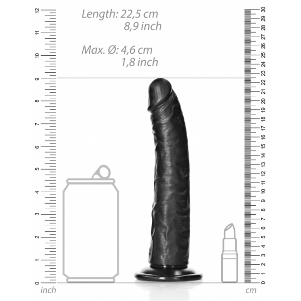 Dildo Slim RealRock 20 x 4,6cm Preto