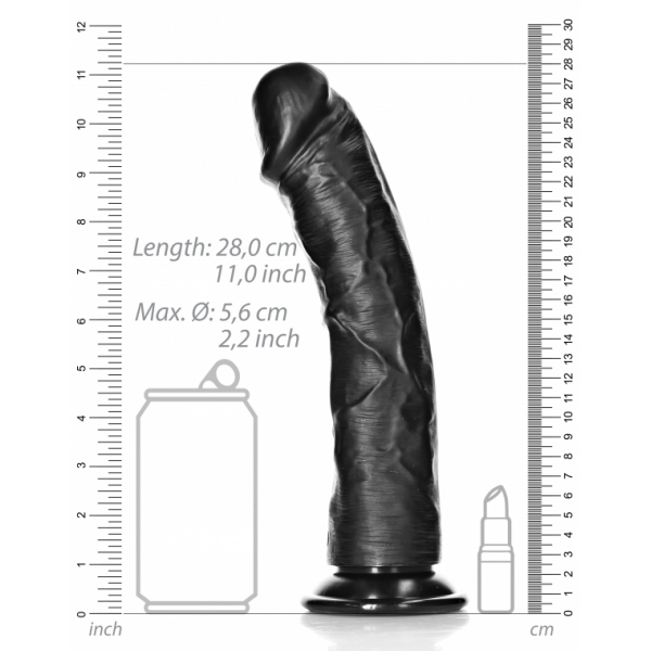 Mega Dildo curvo RealRock 25 x 5,6 cm nero