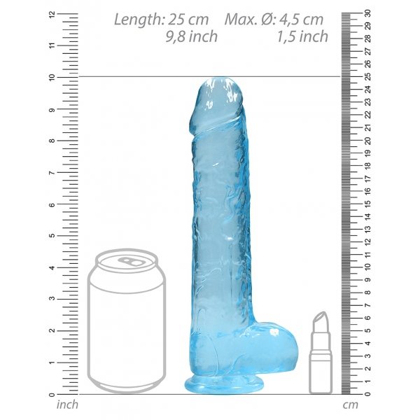 Dildo trasparente 19 x 4,5 cm blu