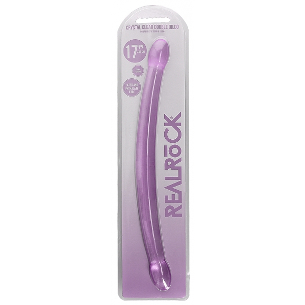 Dildo doppio di cristallo RealRock 42 x 3,5 cm viola