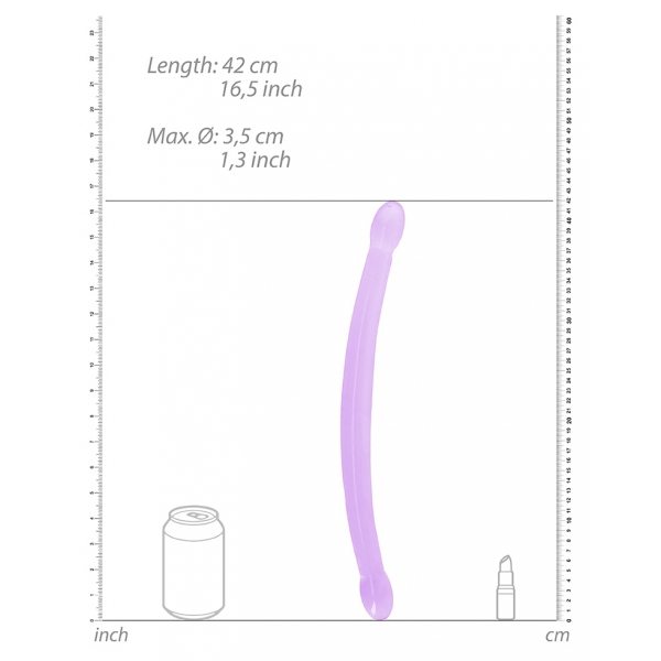 Consolador doble de cristal RealRock 42 x 3,5cm Morado