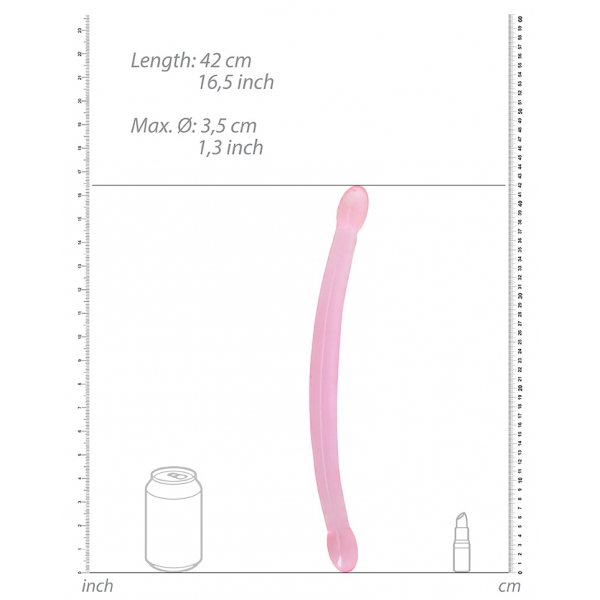 Dildo doppio di cristallo RealRock 42 x 3,5 cm rosa