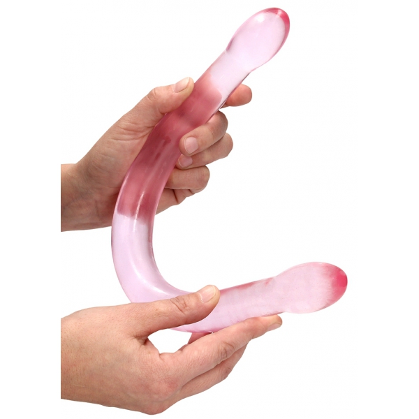 Dildo doppio di cristallo RealRock 42 x 3,5 cm rosa