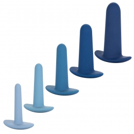 Set di 5 tappi in silicone blu per allenamento anale