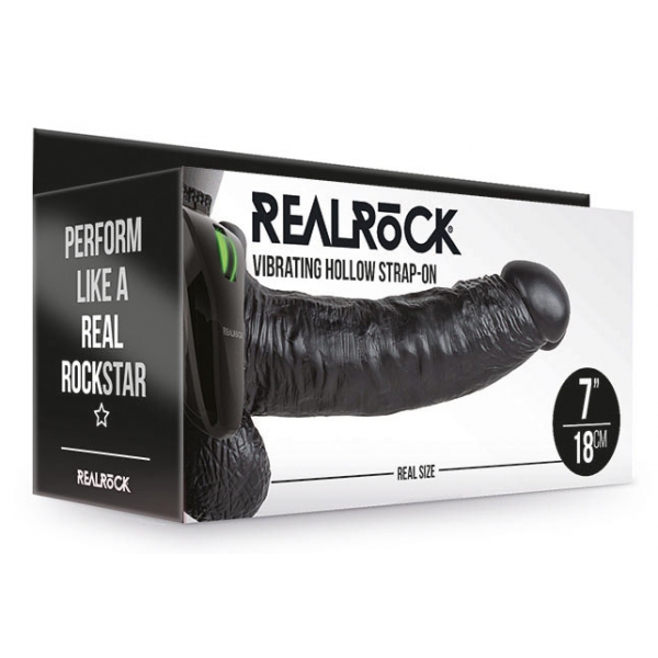 Dildo de cinta vibratória Vibe RealRock 18 x 4,5cm Preto