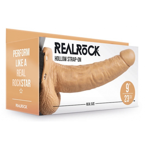 Consolador hueco con correa RealRock 23 x 4.5cm Latino