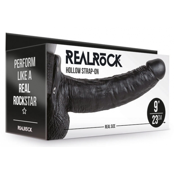 Holle Riem Dildo HOLLOW STRAP ON RealRock 23 x 4,5cm Zwart