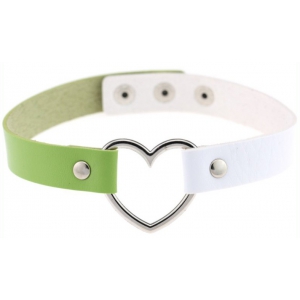 Double Color Metal Heart Collar White/Green