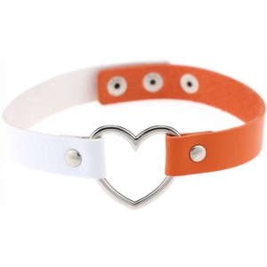 Double Color Metal Heart Collar WHITE/ORANGE