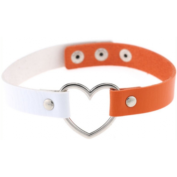 Collar Dúo Corazón Blanco-Naranja