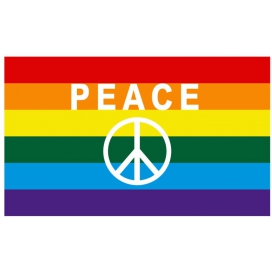 Bandera con el símbolo de la paz del arco iris 60 x 90 cm