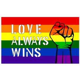 Drapeau Rainbow LOVE ALWAYS WINS 60 x 90cm