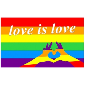 Bandera Arco Iris Amor es Amor Corazón 90 x 150cm