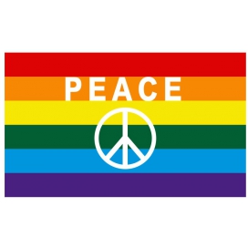 Bandiera con simbolo di pace arcobaleno 90 x 150 cm