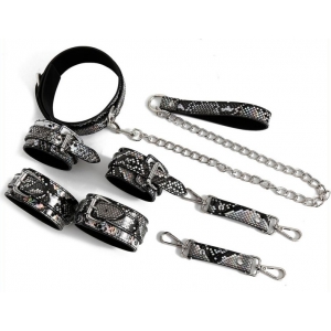 SM Fantasy Kit Sm Snakine Necklace and Handcuffs Black-Silver