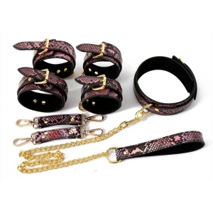 SM Fantasy Kit Sm Snakine Necklace and Handcuffs Black-Pink