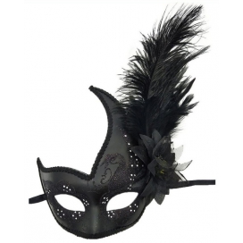 Feather Masquerade Mask BLACK