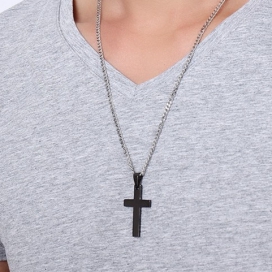Malejewels Cross Pendant Chain Necklace For Men BLACK