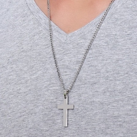 Malejewels Cross Pendant Chain Necklace For Men SILVER