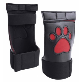 Ouch! Puppy Play Guanti in neoprene Puppy Paw Nero-Rosso