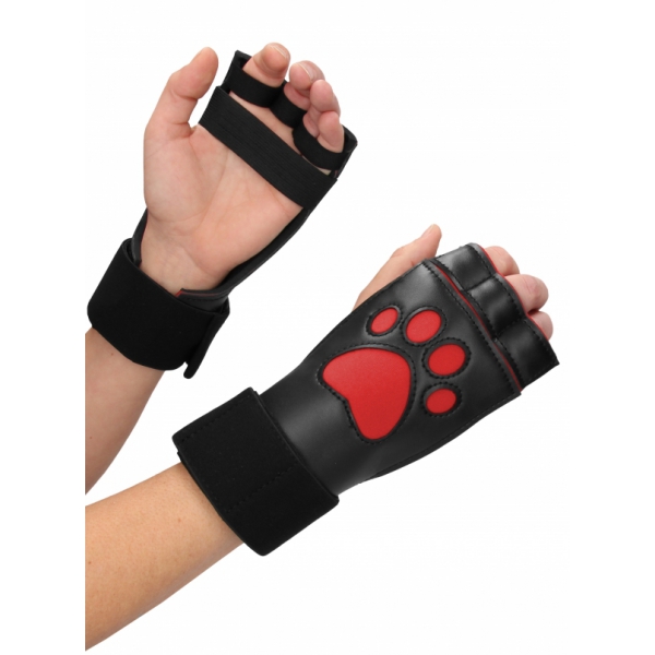 Neoprene Puppy Paw Gloves Black-Red