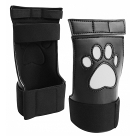 Ouch! Puppy Play Neoprene Puppy Paw Gloves Black-White