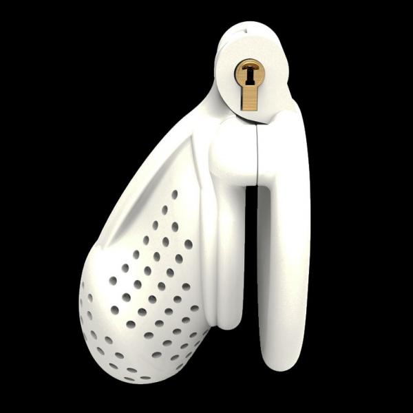Breathable Plastic Chastity Cage WHITE BENT