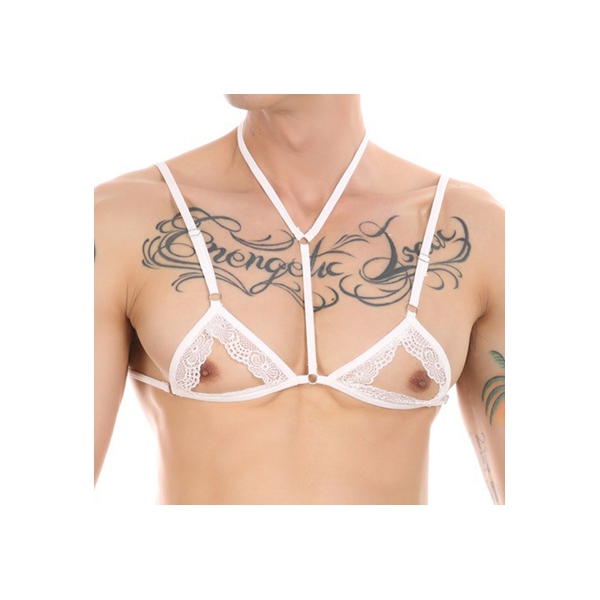 Sultry Hollowed-out Gay Lace Bra Sexy Underwear WHITE