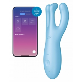 Satisfyer Stimulateur de clitoris connecté THREESOME 4 Satisfyer 14cm Turquoise