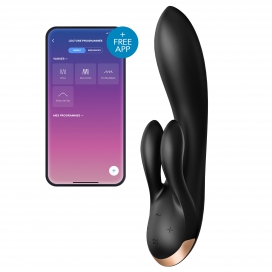 Satisfyer Vibro Rabbit connecté Double Flex Satisfyer 20cm Noir