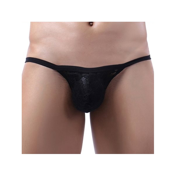 Hot Selling Gay Lace T-back Thong BLACK