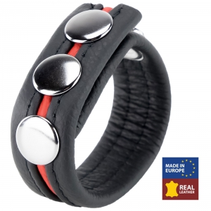 The Red Cockring in pelle 3 pressioni nero-rosso