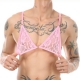 Alluring Mankini Lace Bra Adjustable For Men PINK