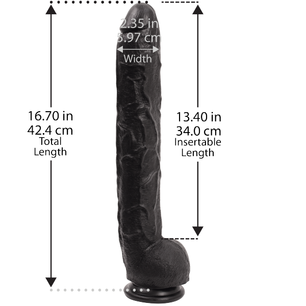 Consolador XXL Dick Rambone 34 x 6,4 cm Negro