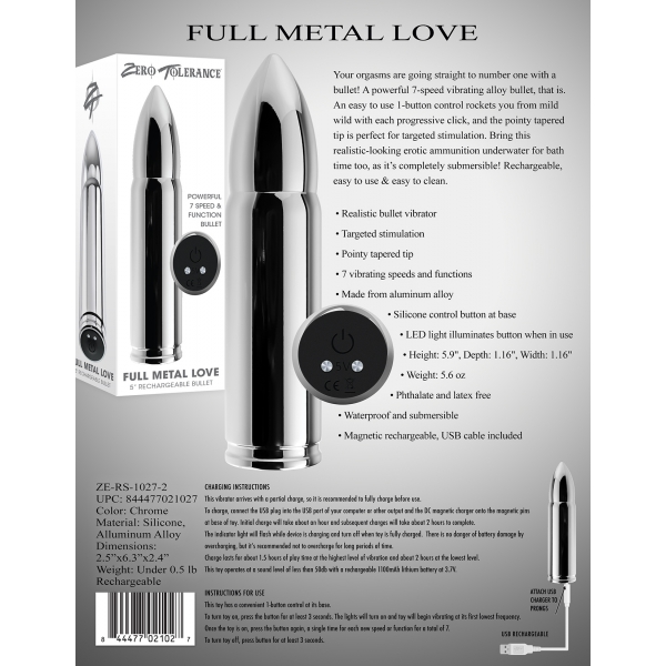 Vibro en métal Full Metal Love 11 x 3cm