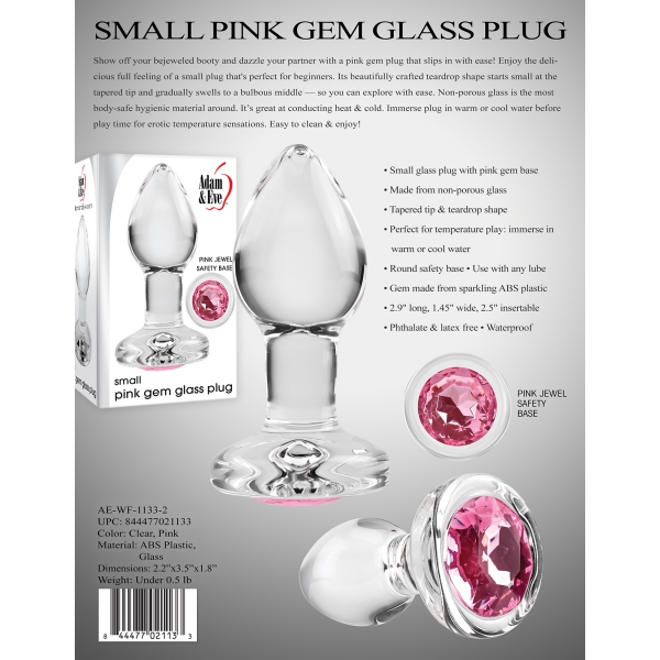 Glazen juwelensteker Gem Glas Klein 6 x 2.7cm Roze