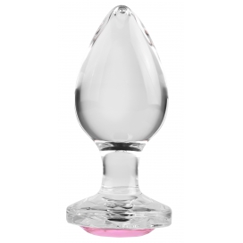 Plug Bijou en verre Gem Glass Large 8.5 x 3.8cm Rose